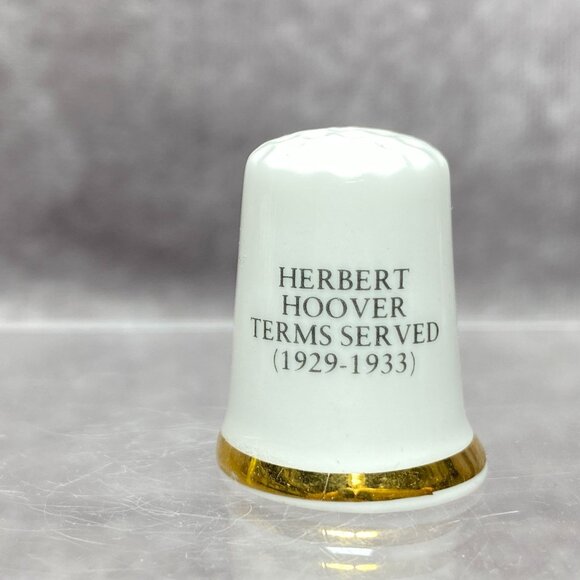 Herbert Hoover Fine Bone China Thimble With Gold Trim & Portrait England - Picture 4 of 8